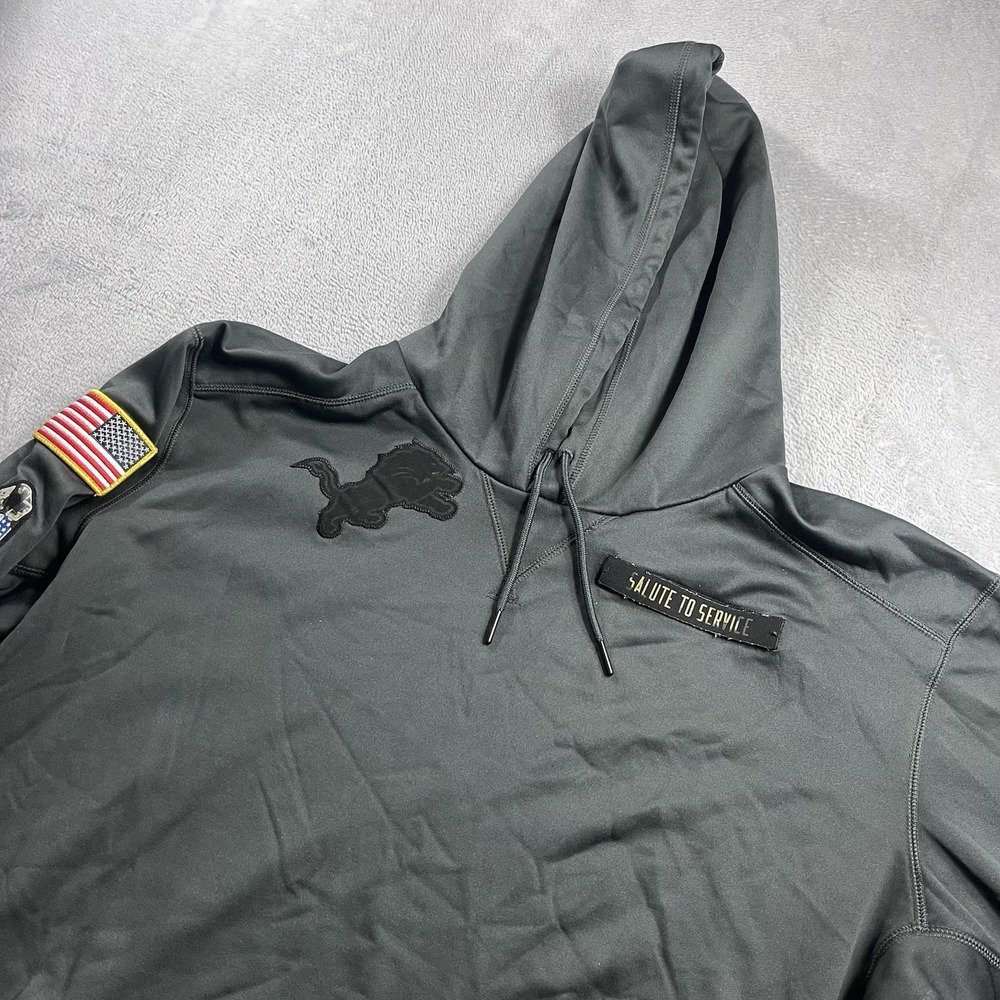 Nike Detroit Lions Salute To Service Hoodie - Mens Size 2XL - Gray On-Field